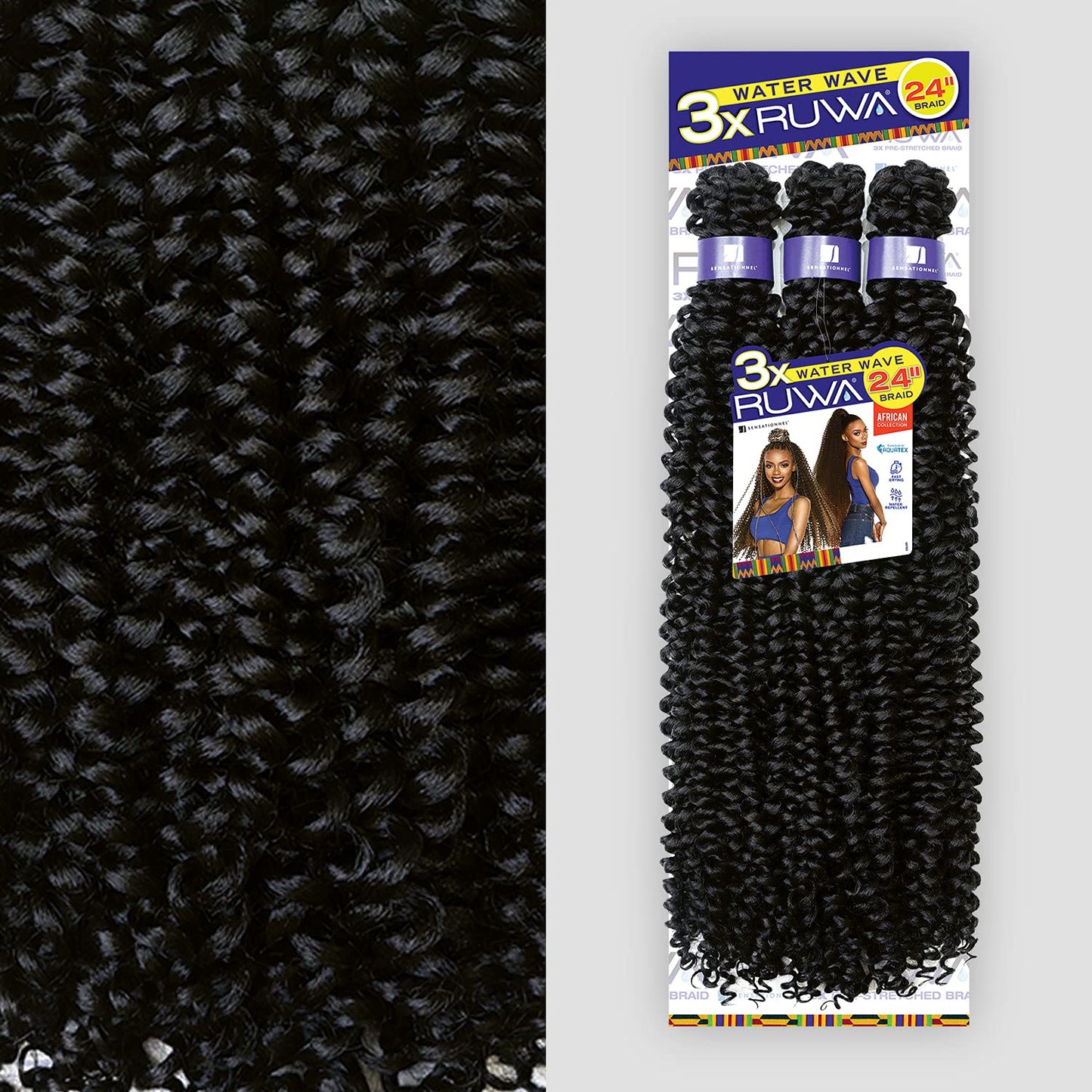 Sensationnel Braids XPRESSION 3X Ruwa Pre-Stretched Water Wave 24" (1 Pack, 30)